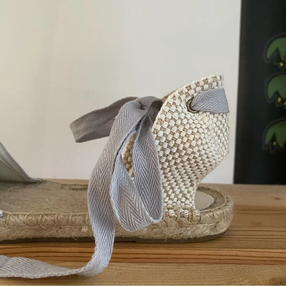 Soludos Gray Lauren Lace Up Espadrille Shoes 9.5